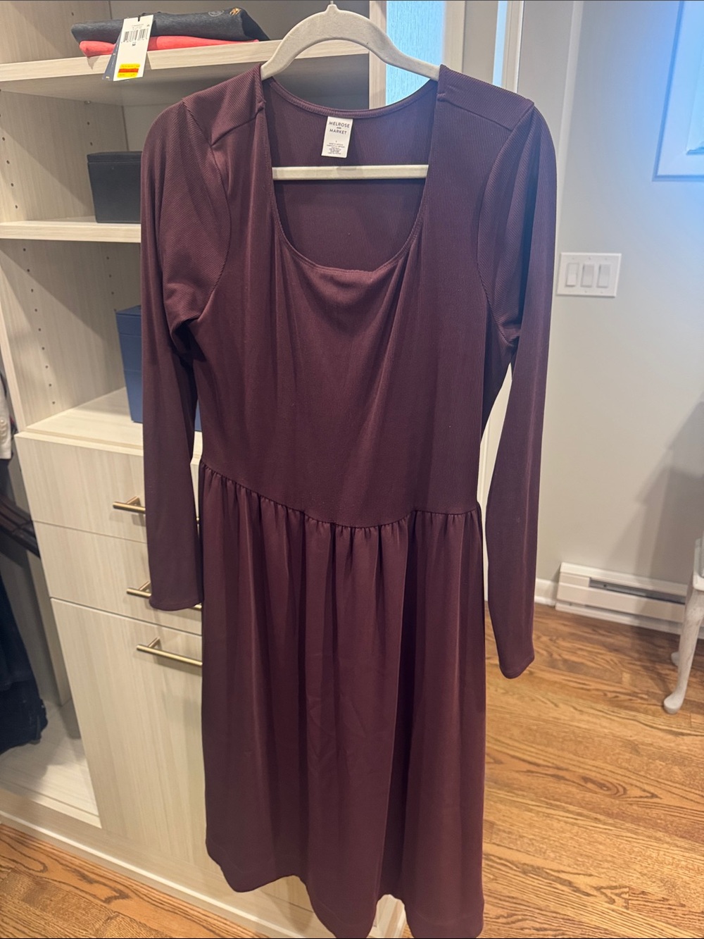 Long-Sleeve Burgundy Women's Dress